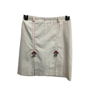 Vintage Harburt Elastic Waist Pull On Skort Cream Sz 6 Front Slits Mushroom
